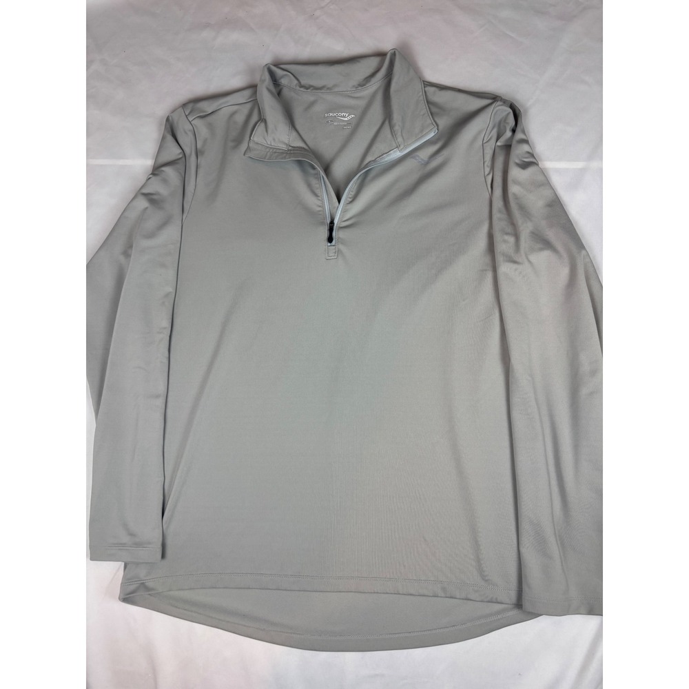 Saucony Mens Quarter Zip Pullover Gray Long Sleeve Running Shirt Large